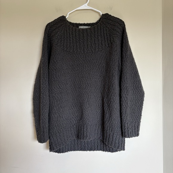 VINCE Women's Crew Neck Wool Cashmere‎ Blend Small Gray Grey Chunky Knit Sweater - Picture 1 of 7